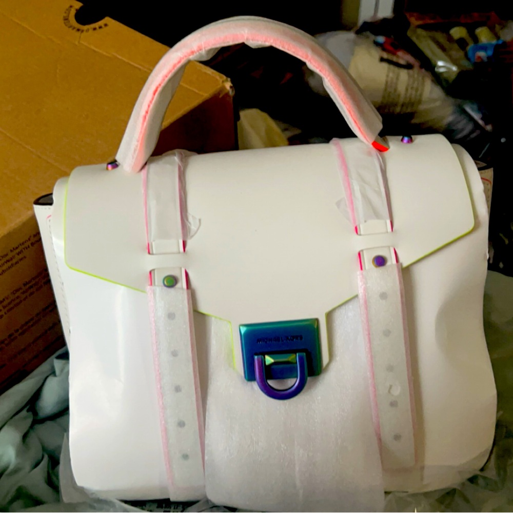 Michael Kors Manhattan white and neon handbag brand new with tags